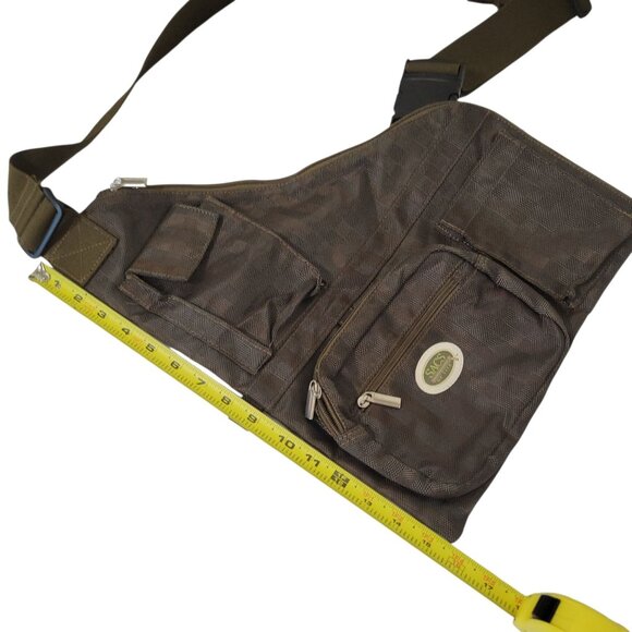 Sacs Of Life Metro Earth Sling Crossbody Bag Brown Checkered Adjustable Strap Zi - Picture 5 of 12